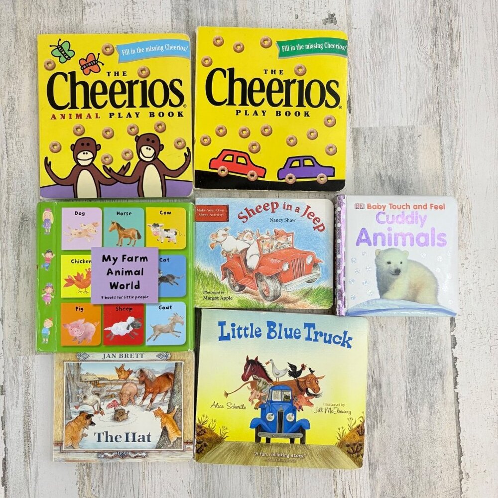 Lot of Board Books Kids Baby Cheerios Farm Animal World Set Little Blue Truck